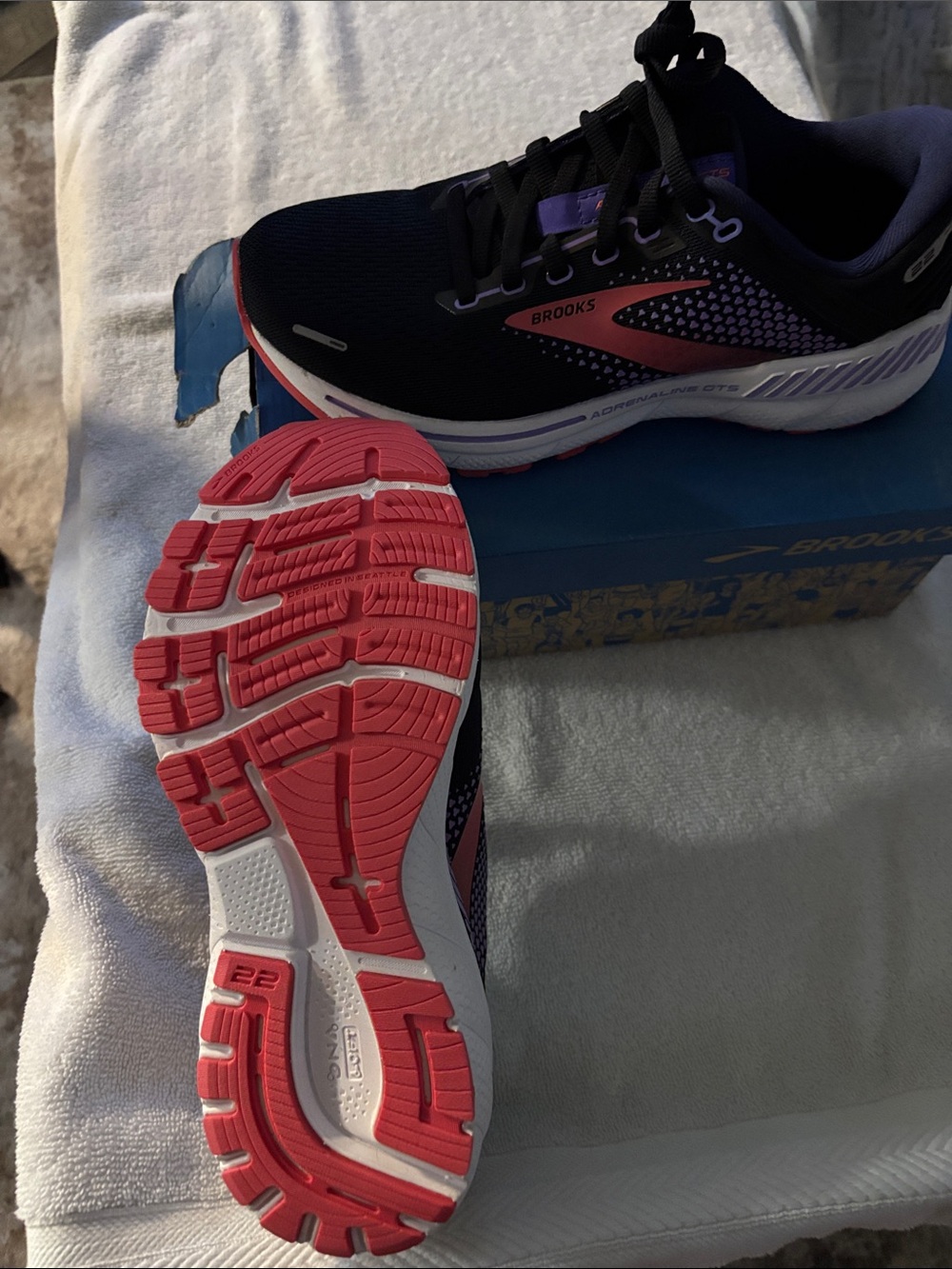 Brooks Women's Navy and Pink Adrenaline Running Shoes